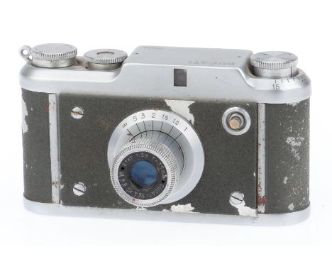 1950-, chrome, serial no. 12322, with Ducati Etar f/3.5 35mm lens, chrome, body, P-F, shutter not working and film advance no