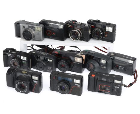 to include a Canon SnappyEZ, A Minolta Riva 140EX, a Nikon L35 AF2, A Nikon TW AF, a Chinon 35PS, a Konica C35, Ricoh 500GX, 