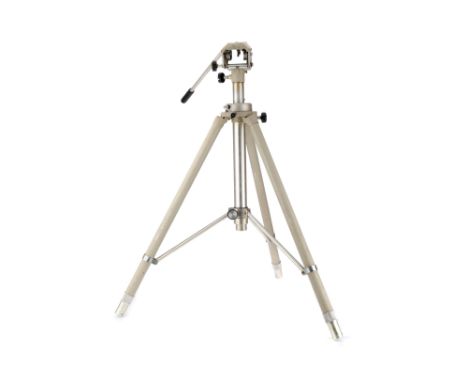American, marked 'Made in U.S.A.' originally used with a telescope, with pan/tilt head, on telescopic legs, aluminium constru