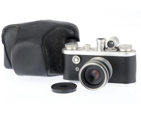 silver, body G, shutter works but curtains need attention, periscope works, with a Lumax f/2.6 45mm lens, barrel F-G, optics 