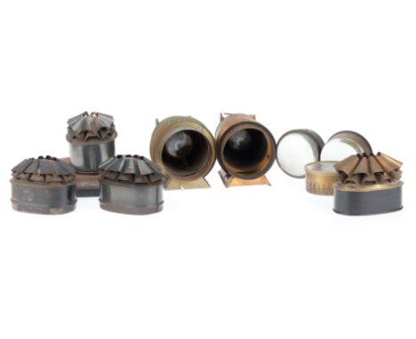Including 2 Brass bound magic lantern lenses, 3 condenser lenses, 3 magic lantern chimneys 