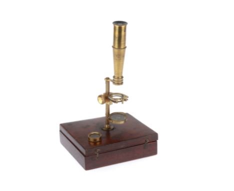 English, c.1840, engraved 'Cary, London', microscope in fitted blue velvet lined French polished case, lift out tray with man