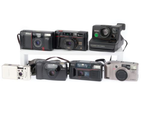 to include a Minolta Riva Zoom 135EX, body F, powers on, focusses, flash works, also with a Nikon TW20AF, a Ricoh FF-70, a Ri