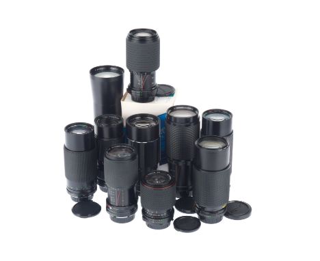 to include a Tokina SZ-X 80-200mm, a Minolta f/4 70-210, a Sirius f/3.9 80-200mm, a Soligor f/3.5 200mm, a Retaxar f/4.5 80-2