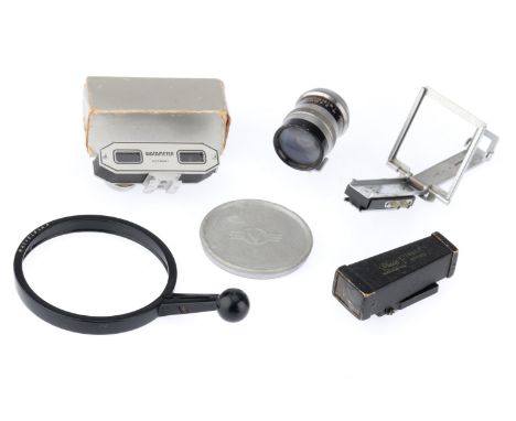 to include a Hasselblad Flash Strobe sports finder, a Walz universal finder, a Watameter rangefinder, a Rhaco shoe mopunt fin