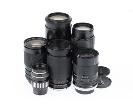 to include a Minolta AF f/4 70-210mm, a Tamron 35-135mm Tele-Macro, a Sigma AF f/4.5 70-210mm, a Tamron f/2.5 135mm, a Soligo