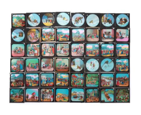collection of coloured lithographed magic lantern Slides, nursery rhymes and others