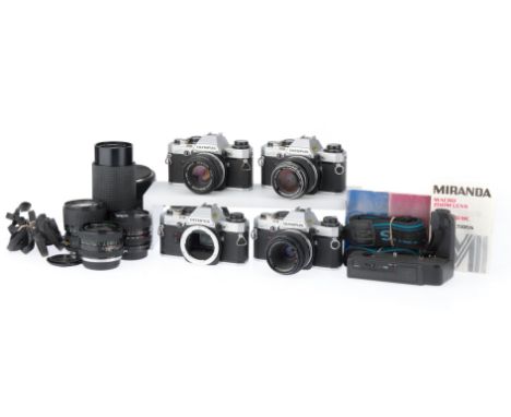 comprising 4off Olympus OM10 bodies, untested, for parts or repair, with 2off f/1.8 50mm lenses, optics P, an auto-macro f/3.