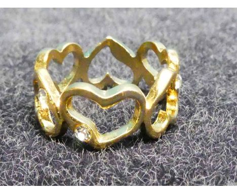Hearts designer ladies ring with stones