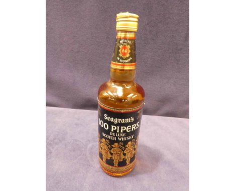 A bottle of Seagrams 100 Pipers de luxe Scotch whisky, 75cl, 40% proof