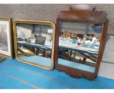 A Chippendale style walnut frame wall mirror and a gilt framed example 