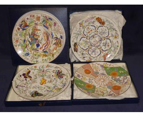 A set of five Royal Worcester chinoiserie limited edition cabinet plates and a Swedish blue &amp; white cabinet plate 