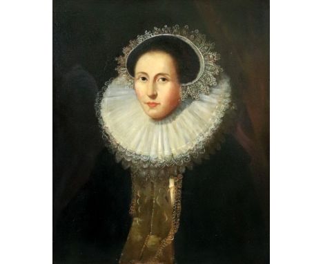English School, 18th/19th Century, A portrait of a lady in 16th century costume, oil on board, 75 x 62cm, in a moulded giltwo