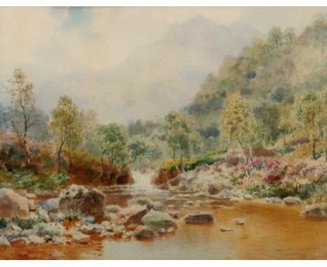 Henry Bowser Wimbush (British, 1858-1943), A river in a mountainous landscape; and a companion, a pair, signed 'H B Wimbrush'