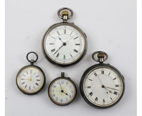 A LATE 19TH CENTURY SILVER POCKET WATCH, the dust cover engraved "Coventry Philanthropic Sports August 5th 1895", the white e