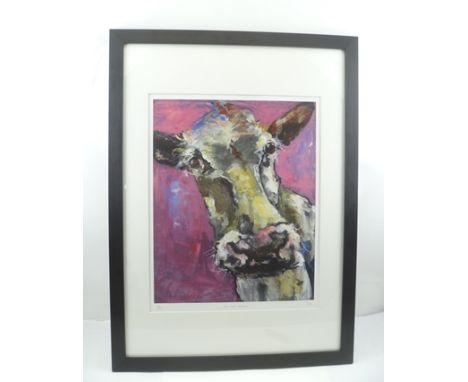 P. DONEGAN (late 20th century) "In the Frame", portrait of a cow, limited edition colour print, monogrammed, inscribed and nu