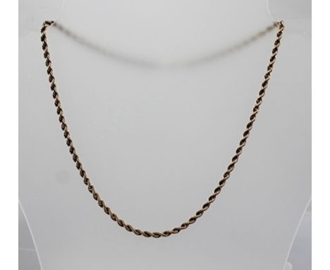 A 9CT GOLD ROPE CHAIN NECKLACE with bolt ring clasp 