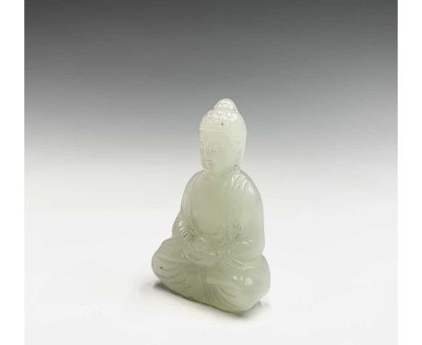 A small Chinese jade figure of a seated Buddha, height 6cm, width 4cm.Condition report: No condition issues, extra images on 