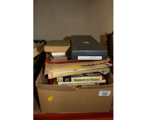 A BOX OF VINTAGE BOOKS AND MAGAZINES ON ENGINEERING AND WOODWORK ETC