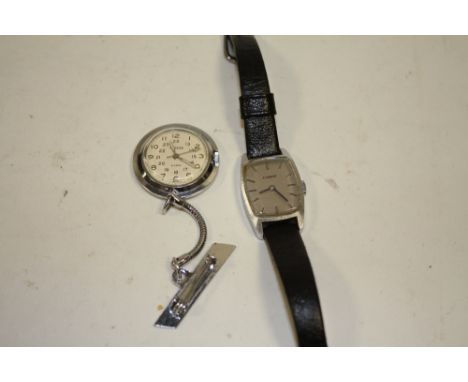 A LADIES TISSOT WRISTWATCH TOGETHER WITH A NURSES WATCH