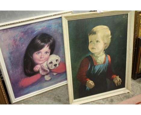 TWO ART DECO STYLE VINTAGE FIGURATIVE PORTRAIT PRINTS 