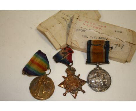 THREE WWI MEDALS SOUTH STAFFORDSHIRE REGIMENT MEDALS AWARDED TO 12876 CPL J WHISTON S STAFFS R