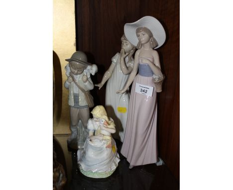 A COALPORT 'THE GOOSE GIRL' FIGURE TOGETHER WITH A LARGE NAO LADY FIGURE AND TWO OTHERS (4)