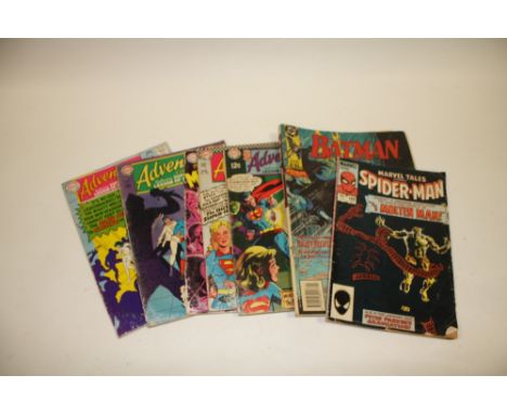 A COLLECTION OF VINTAGE DC AND MARVEL COMICS TO INCLUDE BATMAN AND SIPDERMAN