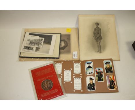A COLLECTION OF WAR RELATED PHOTOGRAPHS, GERMAN CIGARETTE CARDS ETC