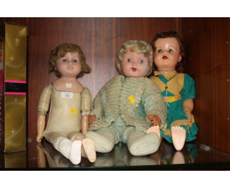 THREE VINTAGE DOLLS TO INCLUDE  A MELBA PORCELAIN EXAMPLE 