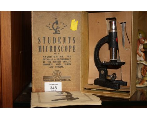A BOXED VINTAGE SIGNALLING EQUIPMENT LIMITED STUDENTS MICROSCOPE 