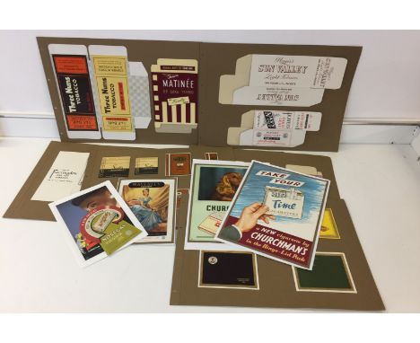 VINTAGE CIGARETTE ADVERTISING - Approx 40 pieces of vintage cigarette ephemera to include an easel backed Virginia Nosegay di