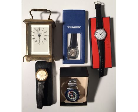 LONDON CLOCK CO CARRIAGE CLOCK - ASSORTED WATCHES. A brass 'London Clock Company' carriage clock, measures approx 15 x 9 x 7c
