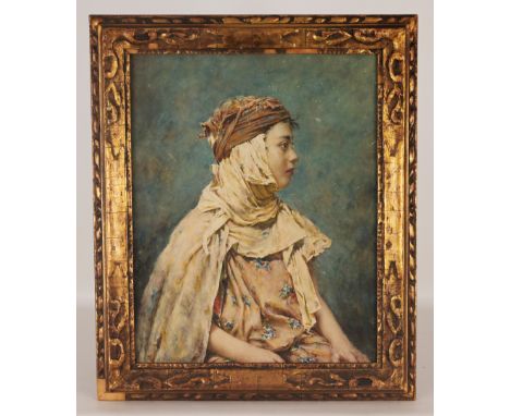 Luther Emerson Van Gorder (Ohio, New York, 1861 - 1931)Portrait of a Orientalist BoyWatercolor on Paper. Signed lower left.Co