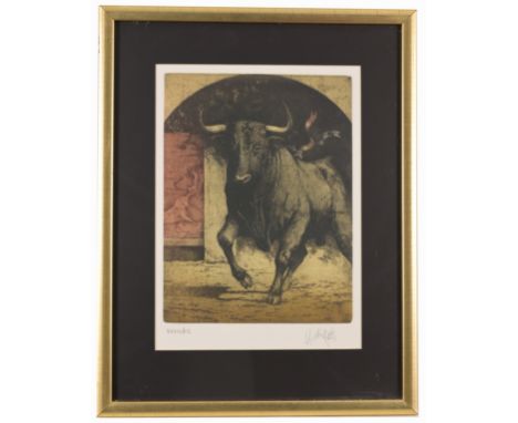 Vincente Arnas Lozano (Madrid. B. 1949)"Leaving the Bullpens"Etching & Aquatint. Pencil signed and numbered (XXXII/XC) lower 