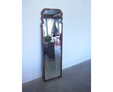 A Victorian walnut framed full length mirror - 153cm x 35cm