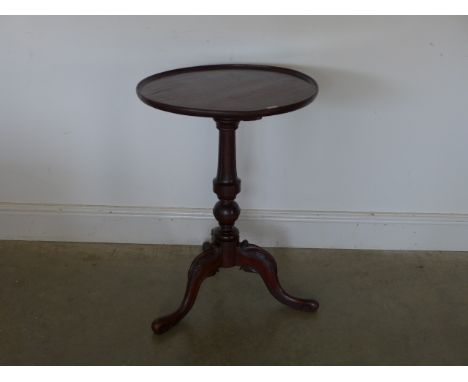 A Victorian carved mahogany circular topped tripod table - Diameter 52cm x Height 72cm - tilt top mechanism below top