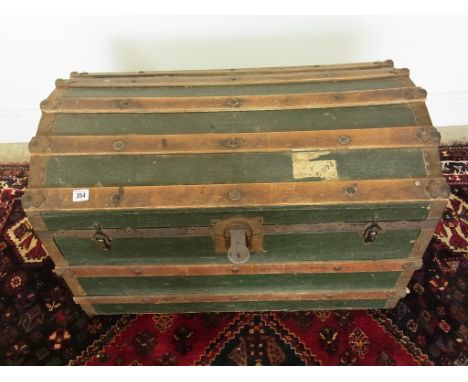 A vintage banded Trunk - Height 54cm x 83cm x 48cm 