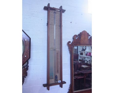 A 19th century Admiral Fitzroy barometer - The case 7in x 2in x 35 1/4in high - 10 1/2in x 38in overall
