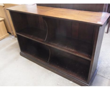 A mahogany open bookcase - Height 92cm x 142cm x 35cm, shelf depth 35cm - ideal for records