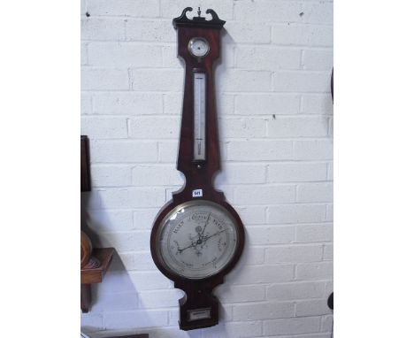 A 19th century mahogany wheel barometer with thermometer, the level signed A Gurnella Bristol - Height 108cm