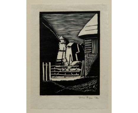 § JOHN PIPER C.H. (BRITISH 1903-1992) FARMYARD GATE, 1926 (LEVINSON 5B) signed and dated in pencil (in the margin), woodcut(t