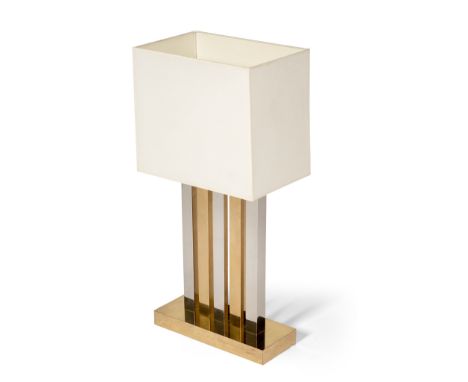 ITALIAN TABLE LAMP, 1970S brass with column stem, and rectangular shade(total height 75cm&nbsp;high (29.5in high) (including 