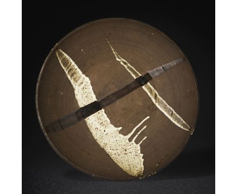 § JANET LEACH (AMERICAN 1918-1997) BOWL impressed artist's and pottery seals, poured glazes(8.5cm high, 44.3cm diameter (3.3i