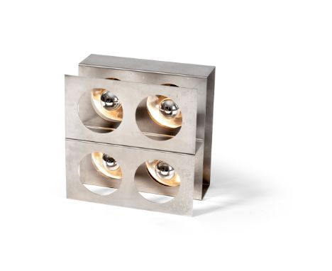 ROCHE BOBOIS, FRANCE SCULPTURAL LIGHT, 1970S stainless steel(40cm x 40cm, 23.5cm deep (15.7in x 15.7in, 9.2in deep))Footnote: