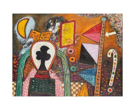 § ALAN DAVIE C.B.E., R.A., H.R.S.A. (BRITISH 1920-2014) MAGIC LAMP, 1973 Signed, titled and dated (to reverse), oil on canvas
