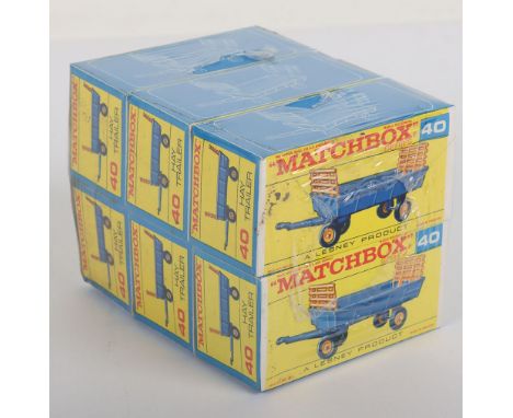 Matchbox Lesney Regular wheels Trade pack of six 40c Hay Trailers, F style box, in mint boxed shrunk wrapped original sealed 