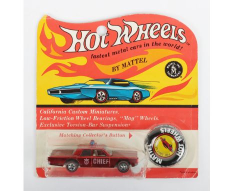 Hot Wheels Redline By Mattel Fire Chief Cruiser, 6469, spectraflame red, window clear, white interior, metal collector’s butt