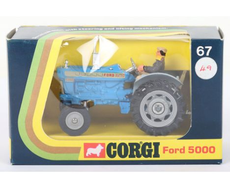 Corgi  67 Ford 5000 Super Major Tractor, blue/grey body, grey plastic wheels with driver, in original mint condition, with a 