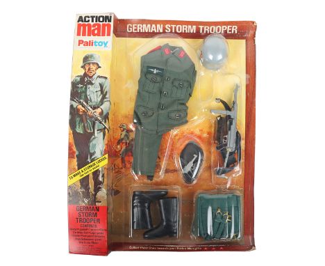 Scarce Palitoy Action Man German Storm Trooper circa 1970 Cat No. 34315, in locker storage box packaging, contents: Helmet, j